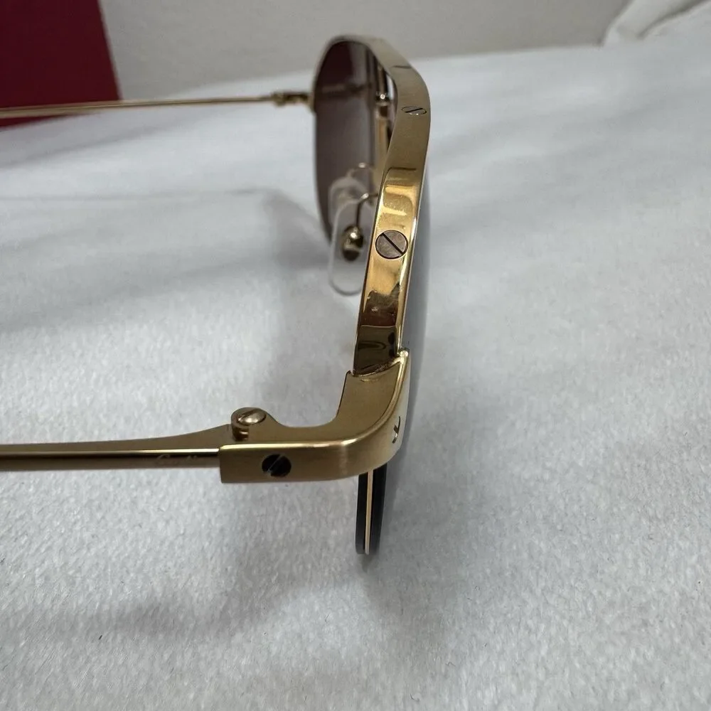 Cartier Santos De Cartier 24k Gold Aviator Sunglasses